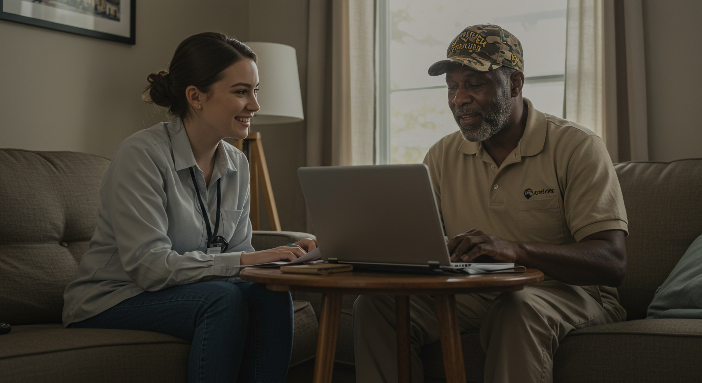 Veteran receiving personalized case management and support services
